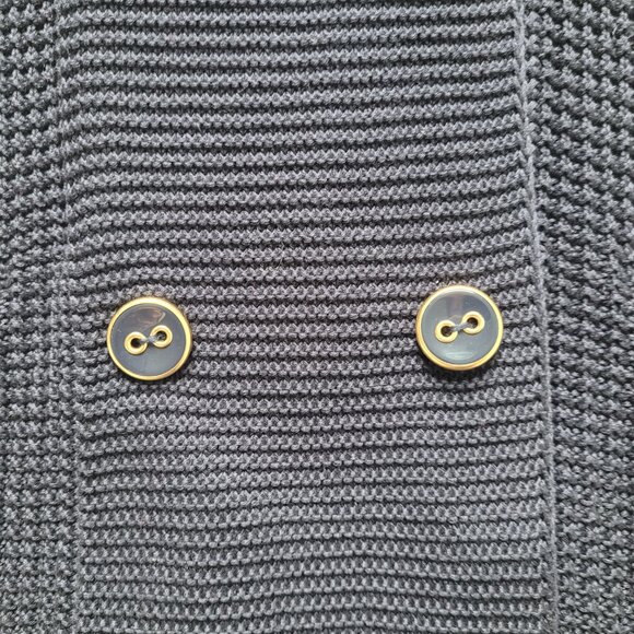 Talbots Navy Double Breasted Knit Coat Sweater Italian Yarn Pima Cotton Sz S - Picture 4 of 13